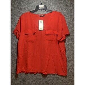 Zeago Womans red blouse Vneck Size XL